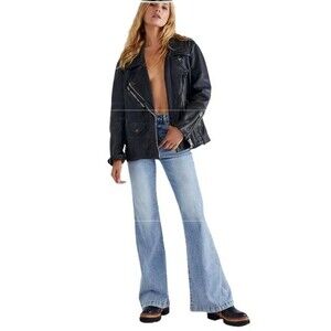 ROLLA’S East Coast High Rise Flare Jeans In Cloud Blue Organic Cotton